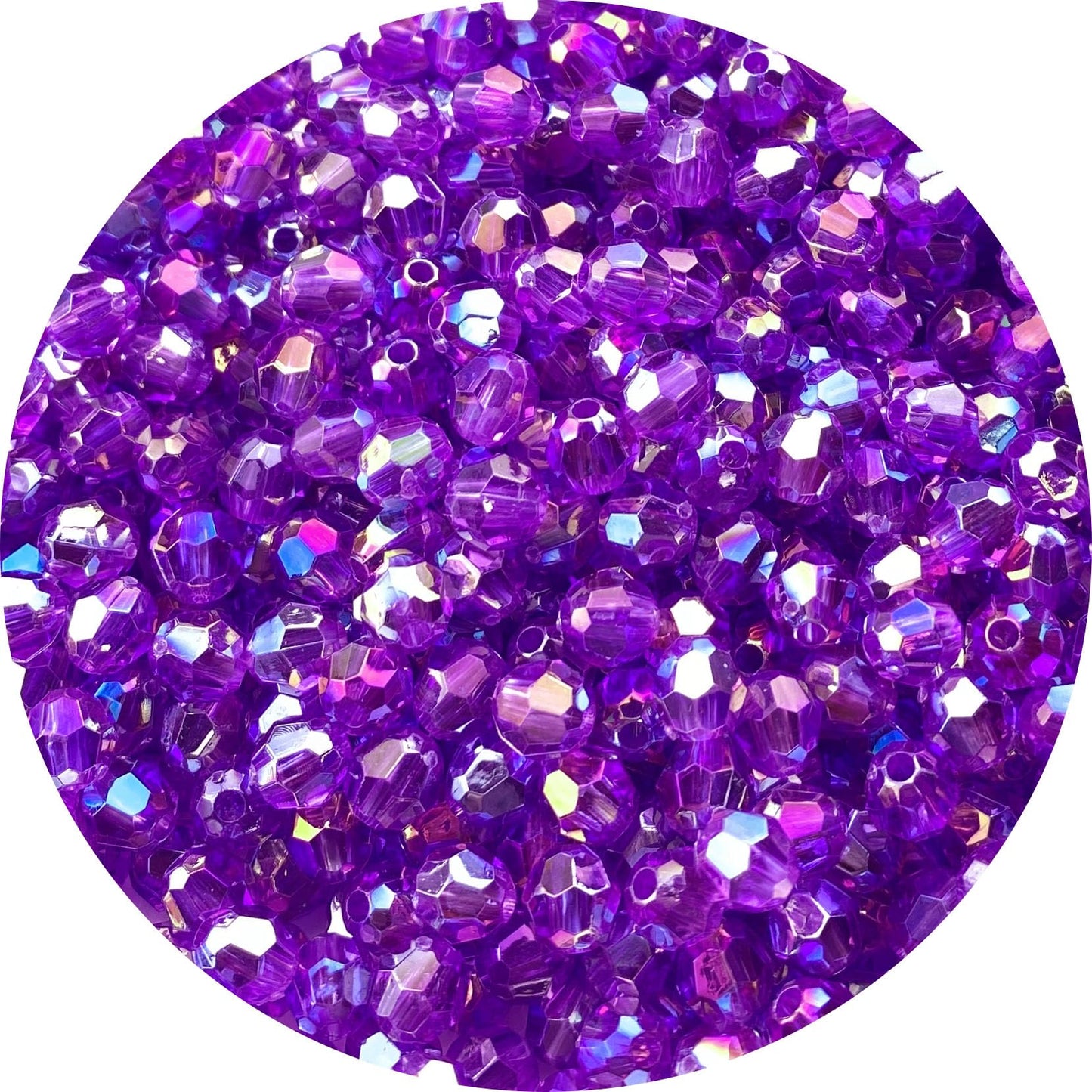 Tingoons 1000 PCS 6mm Acrylic Faceted Spacer Beads AB Color Glossy Round Loose Beads for Jewelry Making Bracelet Necklace Earring Ornament Wind Chimes Key Chains(Deep Purple AB)