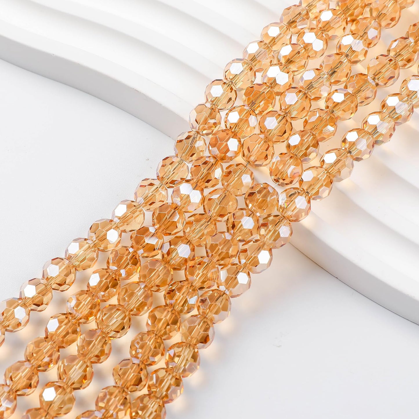 Novborcz 450PCS 6MM Amber Round Crystal Glass Beads for Jewelry Making