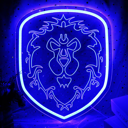Alliance Lion Neon Light - USB-Powered Adjustable LED Wall Decor Art with Durable Acrylic & Flexible Design for Gamers & Fans, Blue, 15 in x 12.4 in