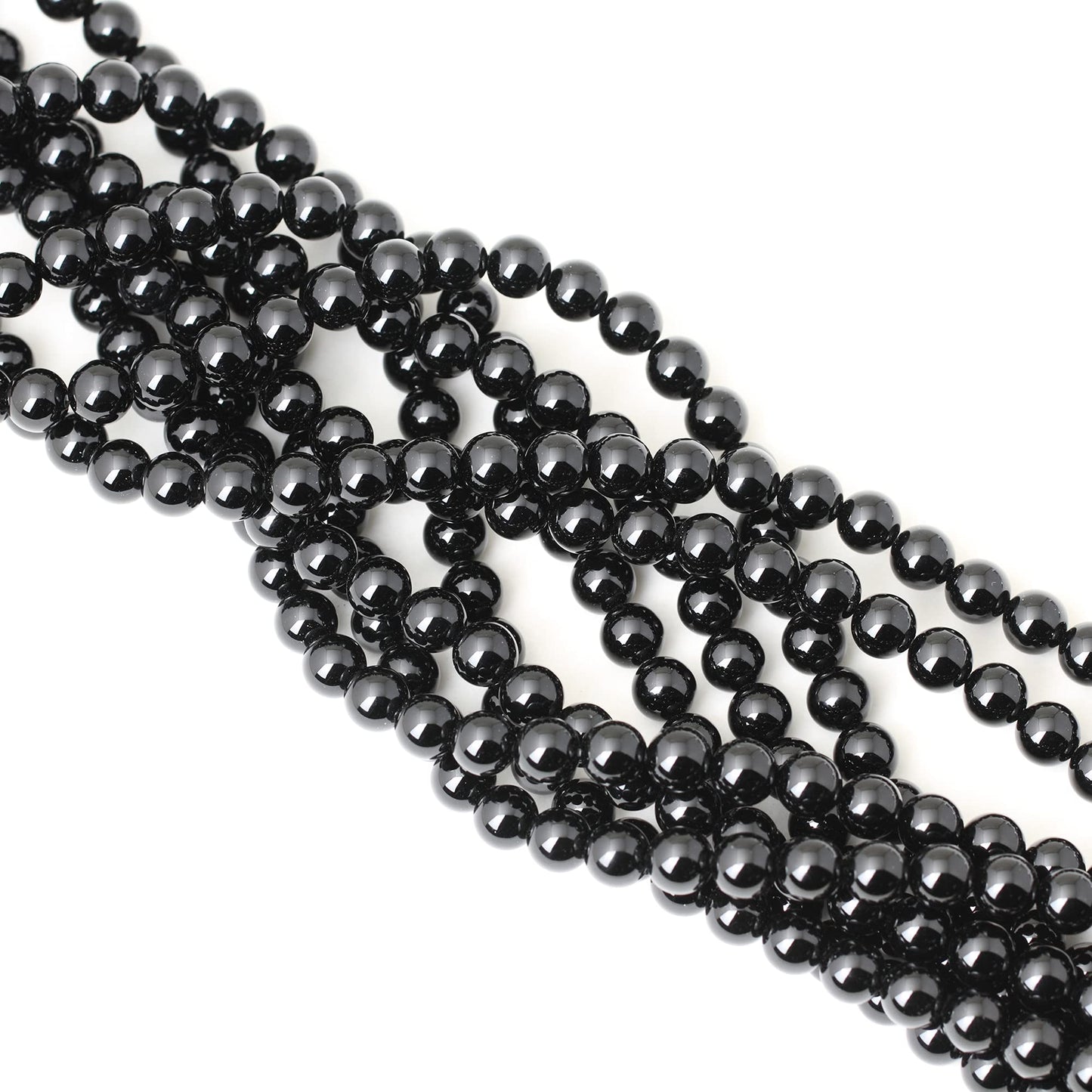 CHEAVIAN 45PCS 8mm Black Smooth Polish Onyx Agate Gemstone Round Loose Beads for Jewelry Making 1 Strand 15"
