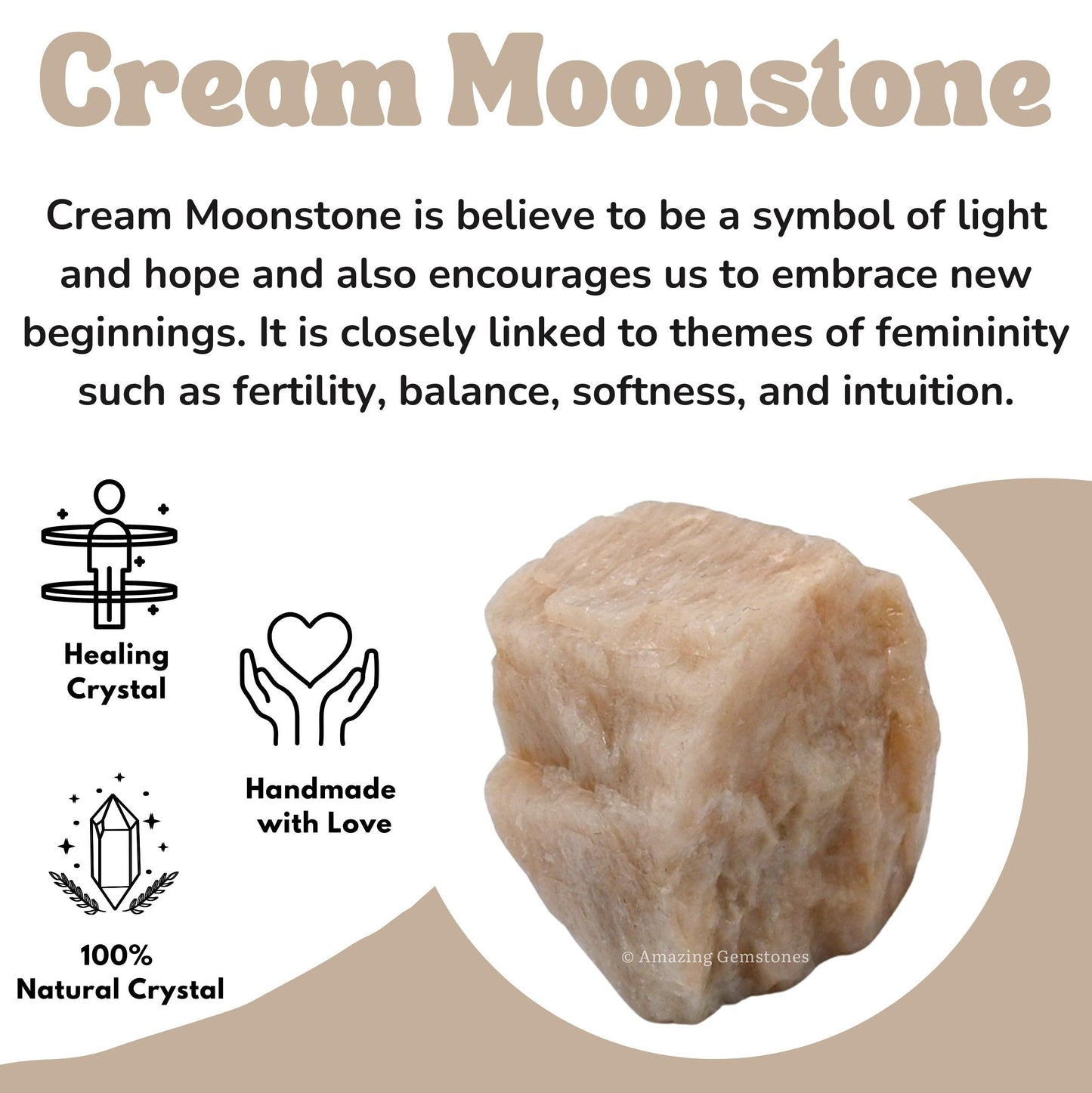 Amazing Gemstone Cream Moonstone Raw Crystals and Healing Stones, Natural Rocks for Tumbling and DIY Raw Stones and Crystals (1 lb)