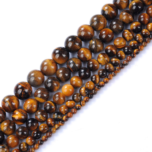 Natural Stone Beads 20mm Yellow Tiger Eye Gemstone Round Loose Beads Crystal Energy Stone Healing Power for Jewelry Making DIY,1 Strand 15"