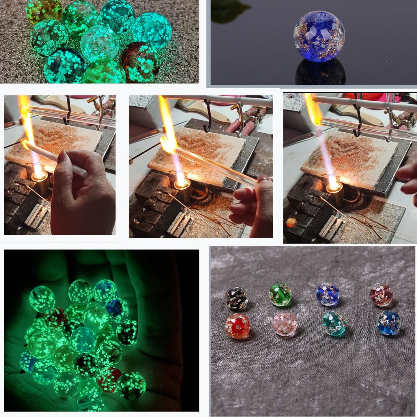 200 PCS 8mm Glow in The Dark Beads Bulk Round Luminous Glass Beads with Holes for Jewelry Making Bracelets Earrings Necklace Glow Loose Spacer Ball Bead DIY Craft Kit (Yellow Green)