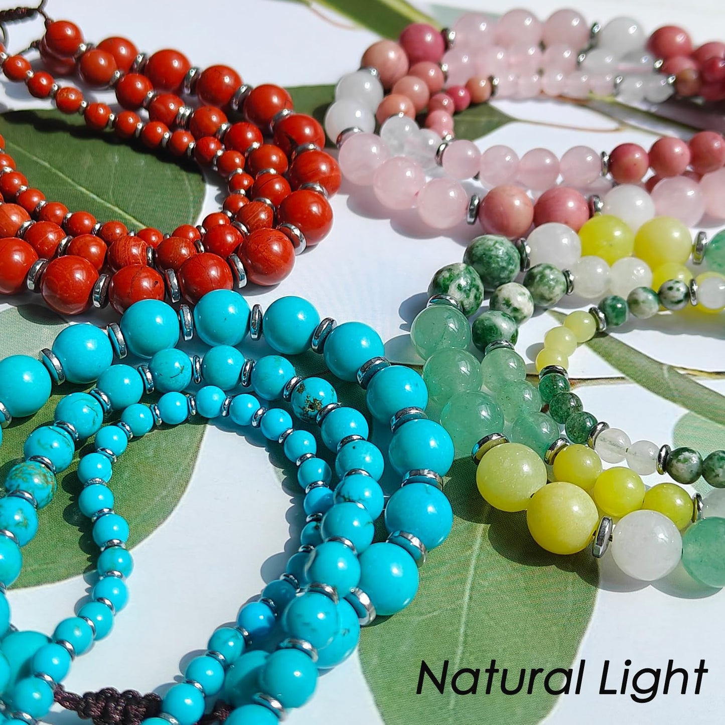 CHCCOYE 4mm Handmade Adjustable Natural Gemstone Crystal Bracelet Healing Power Energy Inspirational Gifts with Card for Unisex (Faceted Colorful)