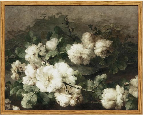 InSimSea Framed Canvas Wall Art - Vintage Floral Decor for Bedroom & Office | 8"x10" Aesthetic Prints