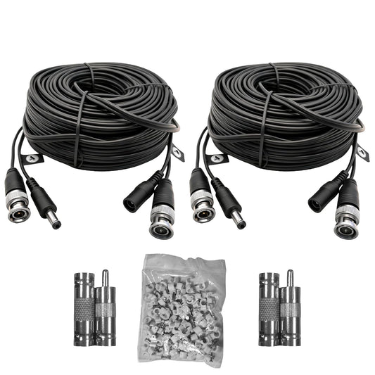 2 Pack 66ft (20M) 4K 4 100 Ultra HD BNC Video Cable Wire, Security Camera Extension Cable, All-in-One Siamese CCTV