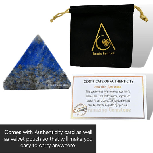 Amazing Gemstone Lapis Lazuli Pyramid Crystal Healing Stones - 1" Great Pyramid Figurine of Natural Stone Pyramid for Meditation, Reiki, Chakra Balancing and Crystal Pyramids Grid