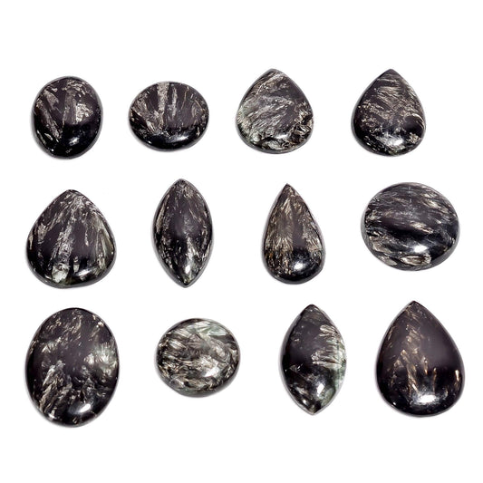GEMKORA™ 5pcs Golden Seraphinite Gemstone Wholesale Cabochons Lot, Jewelry Making Loose Gemstone, Polished Home Decor Specimen, DIY, Wire Wrapping, Reiki, Healing Crystals, Bulk Gemstone Deal