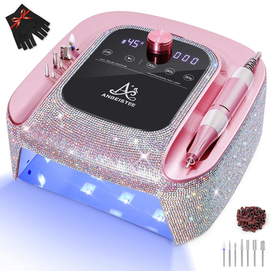 ANBEISTEE 2-in-1 Nail Drill & UV LED Nail Lamp, Professional Rechargeable 45000 RPM Electric Nail Drill Machine, Nail Grinder, Fast Nails Dryer Curing Lamp, Designed for Salon, Home