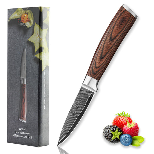 Wakoli EDIB Damascus Paring Knife – 3.2-Inch Small Kitchen Knife | Genuine 67-Layer Damascus Steel Blade with VG10 Core | Ergonomic Pakkawood Handle | Precision Cooking Knife in Gift Box