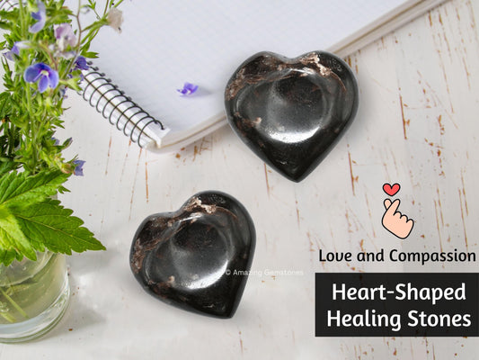 Amazing Gemstone Garnet Crystal Heart Palm Stone - Pocket Massage Worry Stone for Natural Body Chakra Balancing, Reiki Healing and Crystal Grid