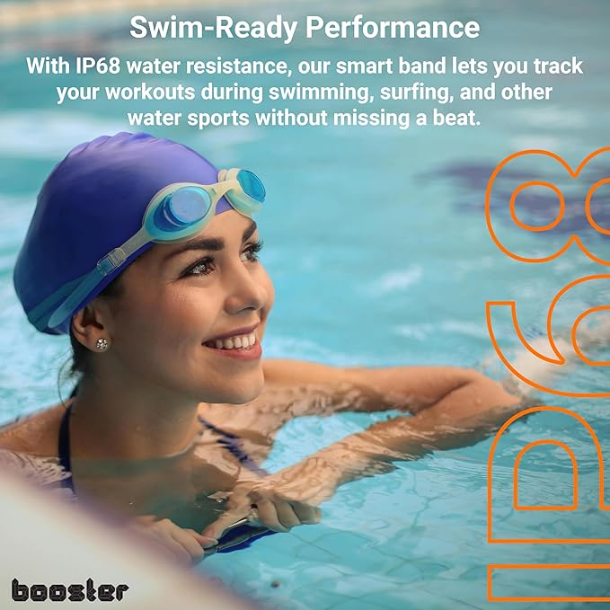 Booster Smart Bracelet, Wearable Activity & Fitness Tracker Band, 24H Sleep Tracker, All-Day Continuous Heart Rate Blood Pressure Stress HRV Monitor, 120+ Sport Modes Smart Wristband, Textile Black