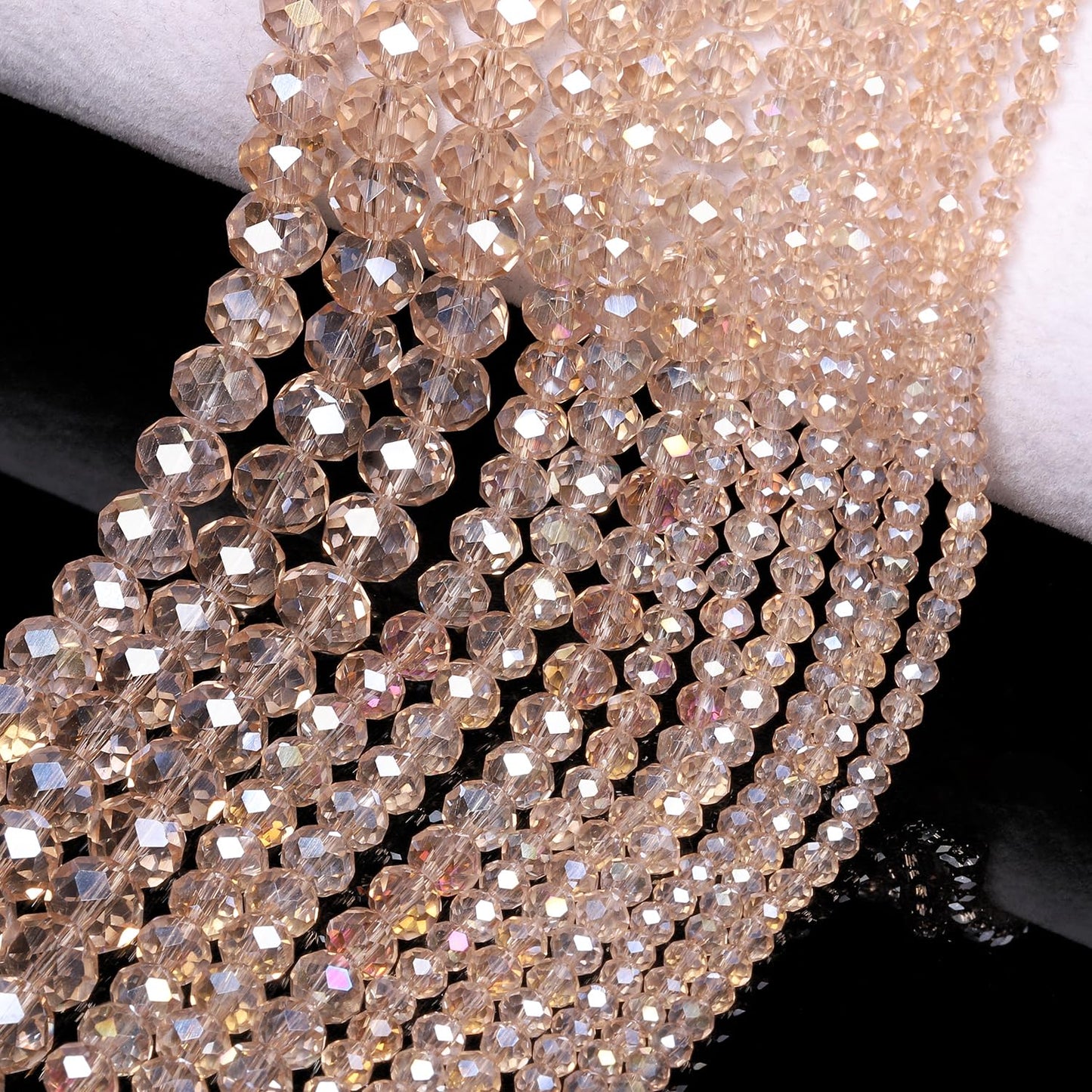 NITOPUPU 1000pcs 4mm Crystal Glass Beads for Jewelry Making Faceted Rondelle Flat Beads for Bracelets Necklace Earrings DIY Crafts (Champagne Crystal AB Bead)