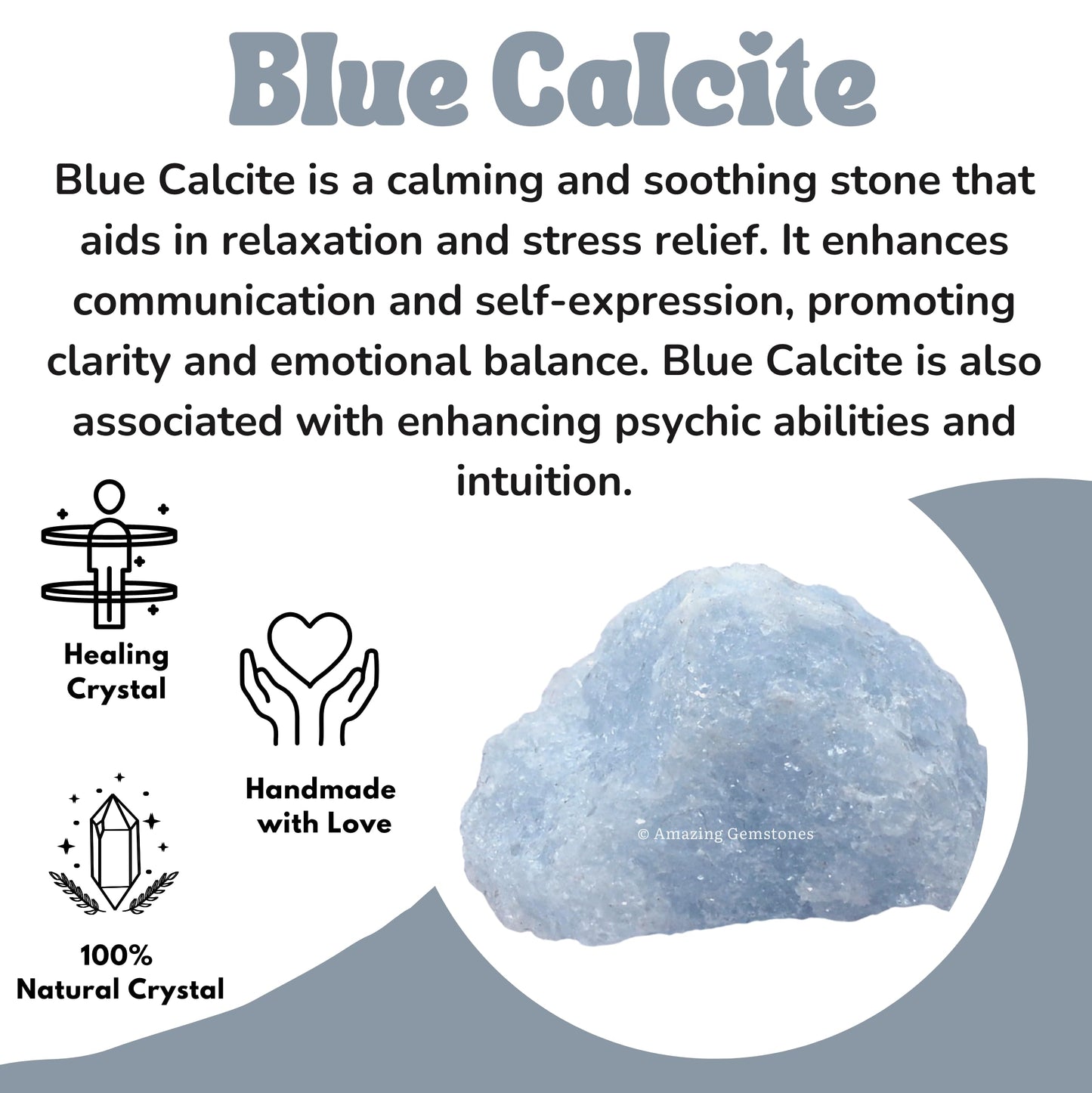 Amazing Gemstone Blue Calcite Crystal for Sleep Raw Crystals and Healing Stones, Natural Rocks for Tumbling - DIY Raw Stones and Crystals, 2 Pieces