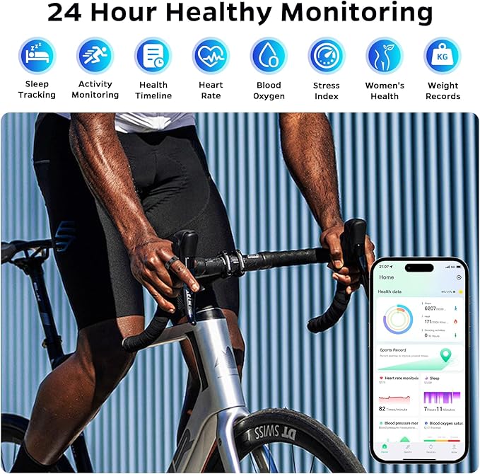 Ultra-Thin Smart Ring for Women Men,Sleep Tracker Ring with Heart Rate, Waterproof Fitness Ring for Activity Monitoring/Steps/Calories,No Subscription Fee,for iSO & Android (Black,8#)