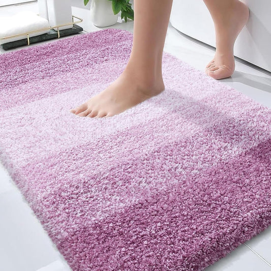 OLANLY Bathroom Rugs - Extra Soft Microfiber Mat | Quick-Dry, Washable, Rubber Backing - 30x20, Pinkish-Purple
