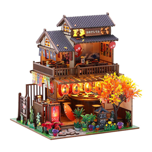 DIY Miniature House Kit, DIY Dollhouse Kit for Adults to Build, Mini Magic House Miniature kit, Model Building Book Nook Diorama Kit, Ideal Gifts for Birthday Christmas(Japanese Sushi House)