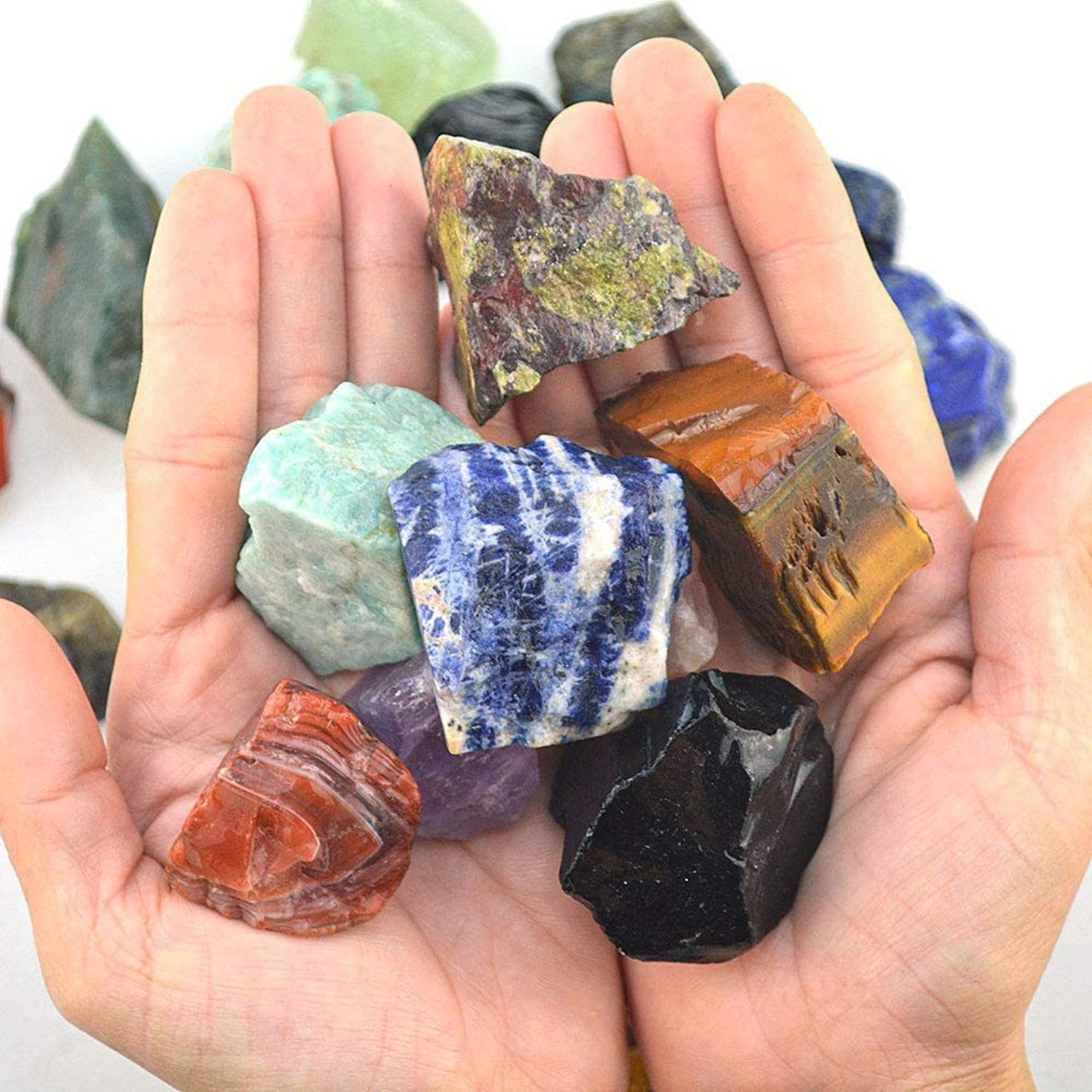 Epidote Raw Crystals Healing Crystals Natural Rough Stones 1.2-2" for Tumbling, Fountain Rocks, Yoga, Meditation, Polishin, Gift 17