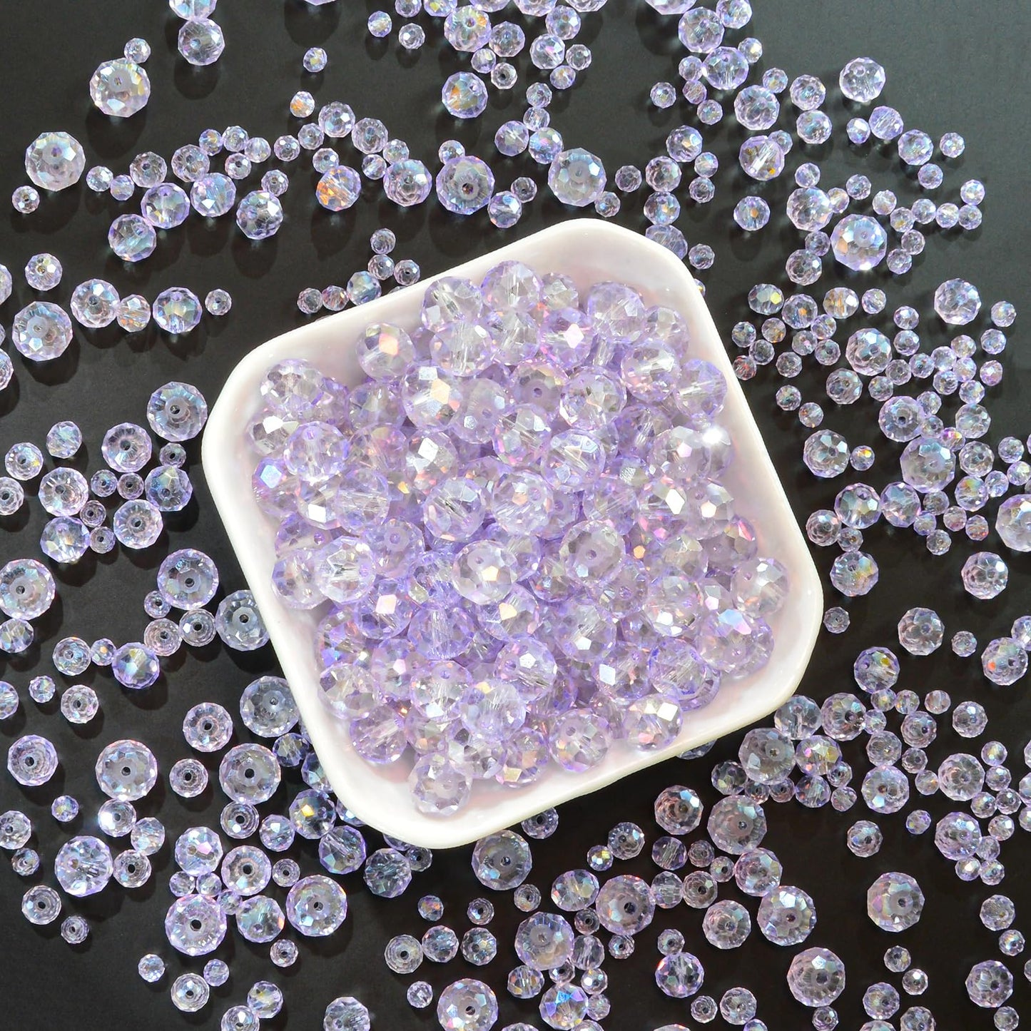 Laopottbeads 1200Pcs 4mm Crystal Glass Beads for Jewelry Making Beads for Bracelets Necklace Pendants Making Supplies(Light Purple)