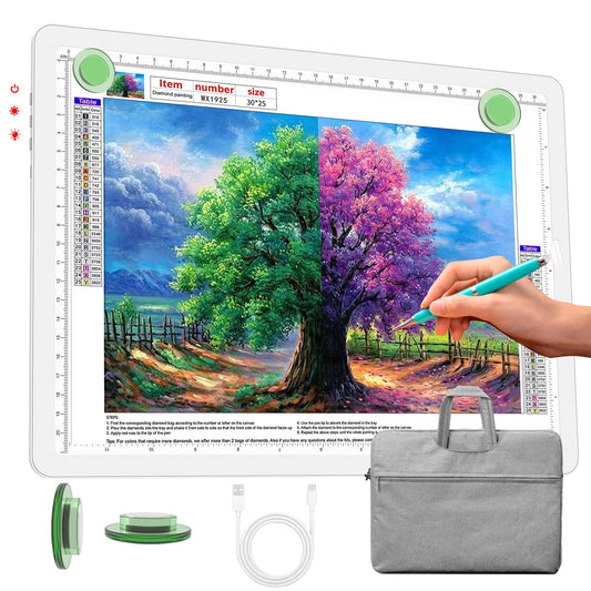 Phylosal Rechargeable A4 Light Pad with Carry Bag, Ultra-Thin Magnetic Tracing Light Box for Drawing, Diamond Art Painting Light Board with Side Button, Super Bright Light Table for Sketching (White)