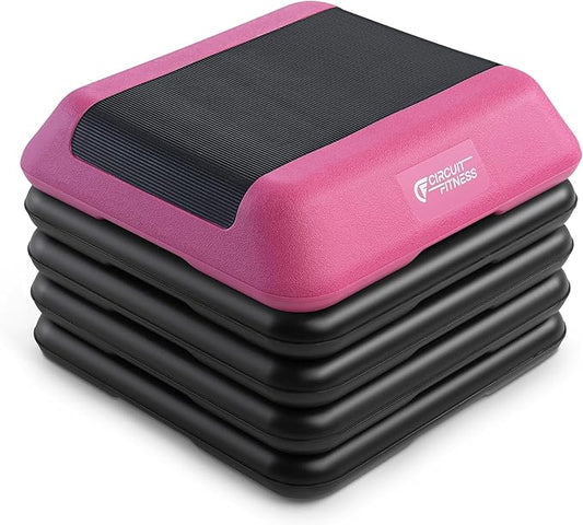 Circuit Fitness by Marcy 16 x 16 inches Adjustable Height Aerobic Step Platform with Adjustable Risers, Non-Slip Rubber Surface, Home Exercise Fitness Training, Multiple Color Options