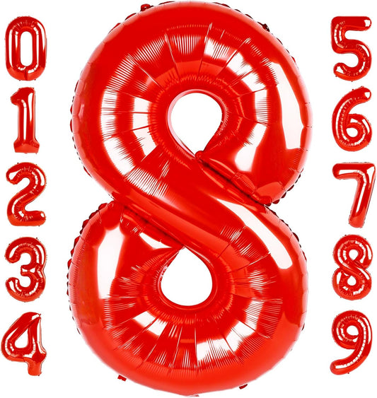 40 Inch Red Number 8 Balloon - Perfect for 8th Birthday Celebrations, Weddings & Graduations