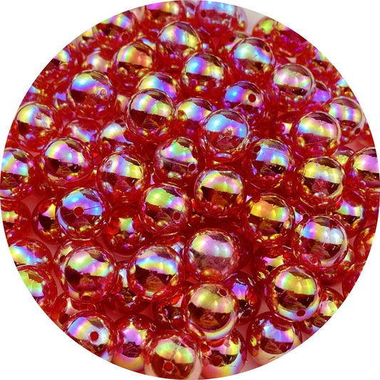 100pcs Acrylic Round Beads 12mm AB Colors Craft Beads Round Spacer Beads with Holes for Earring Bracelet Necklace Key Chains Jewelry Making(Red AB)