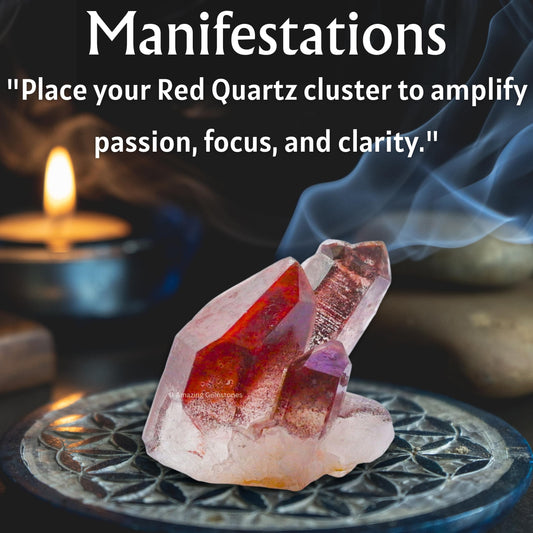 Amazing Gemstone Red Hematoid Quartz Crystals and Healing Stones Mineral Specimen - Premium Semi Precious Gem Stones for Spiritual Growth - Healing Geode Cluster Point for Meditation