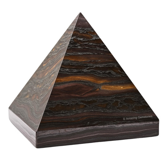 Amazing Gemstone Iron Tiger Eye Pyramid Crystal Healing Stones - 1.5" Great Pyramid Figurine of Natural Stone Pyramid for Meditation, Reiki, Chakra Balancing and Crystal Pyramids Grid
