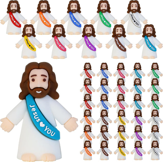 Bamamon Mini Jesus Figurines - 30 Pcs Easter Party Favors | Tiny Christ Toys for Sunday School