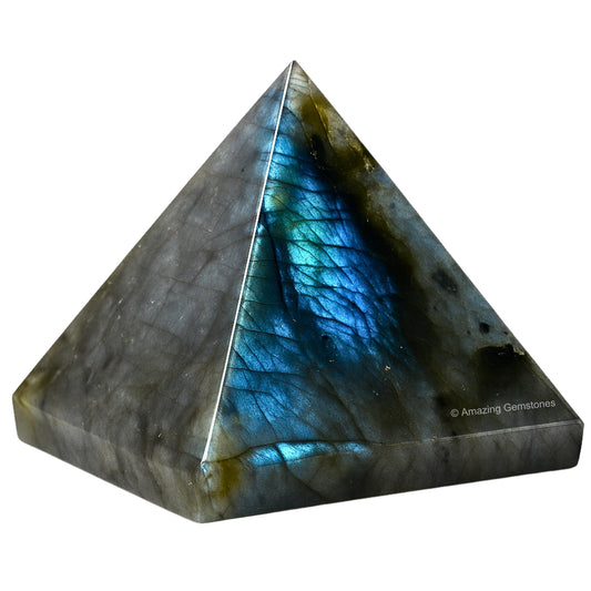 Amazing Gemstone Labradorite Pyramid Crystal Healing Stones - 1.5" Great Pyramid Figurine of Natural Stone Pyramid for Meditation, Reiki, Chakra Balancing and Crystal Pyramids Grid