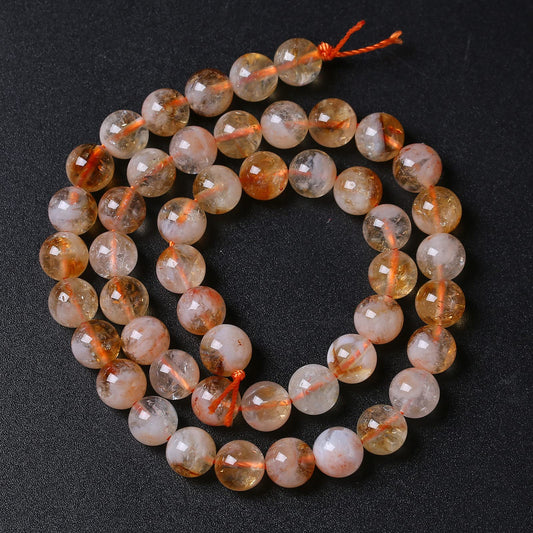 10MM 38PCS Natural Stone Citrine A Grade Quartz Crystal Loose Beads for Jewelry Making DIY Bracelet Necklace 1 Strand 15’’