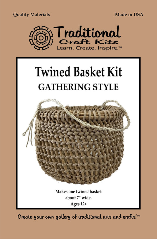 Traditional Craft Kits Twined Basket Weaving Kit – Gathering Style DIY Basket Making Supplies – Includes Fiber Rush, Hemp Twine, and Photo Instructions – Beginner to Intermediate Craft