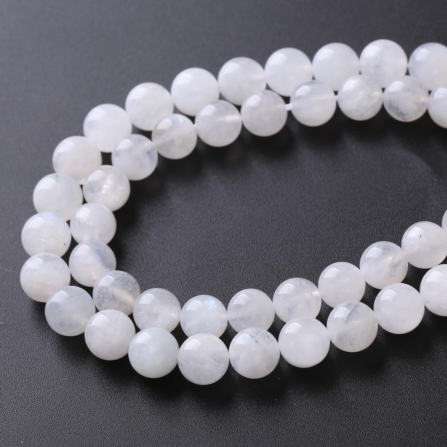 75PCS 10MM Natural Stone White Moonstone Gemstone Semi Precious Beads for Jewelry Making DIY Bracelet