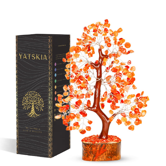 YATSKIA Carnelian Crystal Tree of Life - Bonsai Tree - Feng Shui Home Decor - Crystal Stones - Home Office Decor - Crystals Gifts for Women