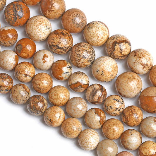 10MM 38PCS Natural Stone Picture Jasper Loose Beads for Jewelry Making DIY Bracelet