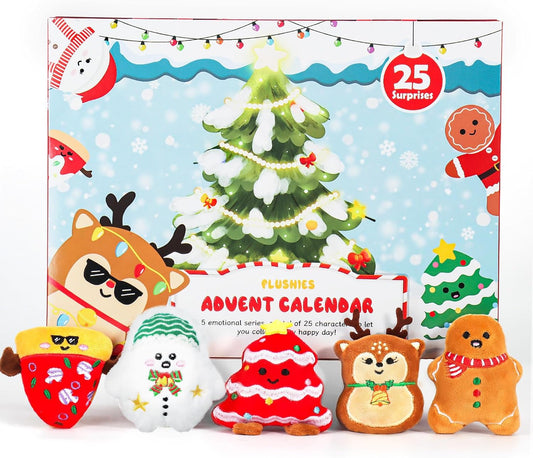Advent Calendar 2025 - Mini Plush Advent Calendar with 25 Cute Emotional Plushies | Perfect Holiday Gifts for Kids & Collectors