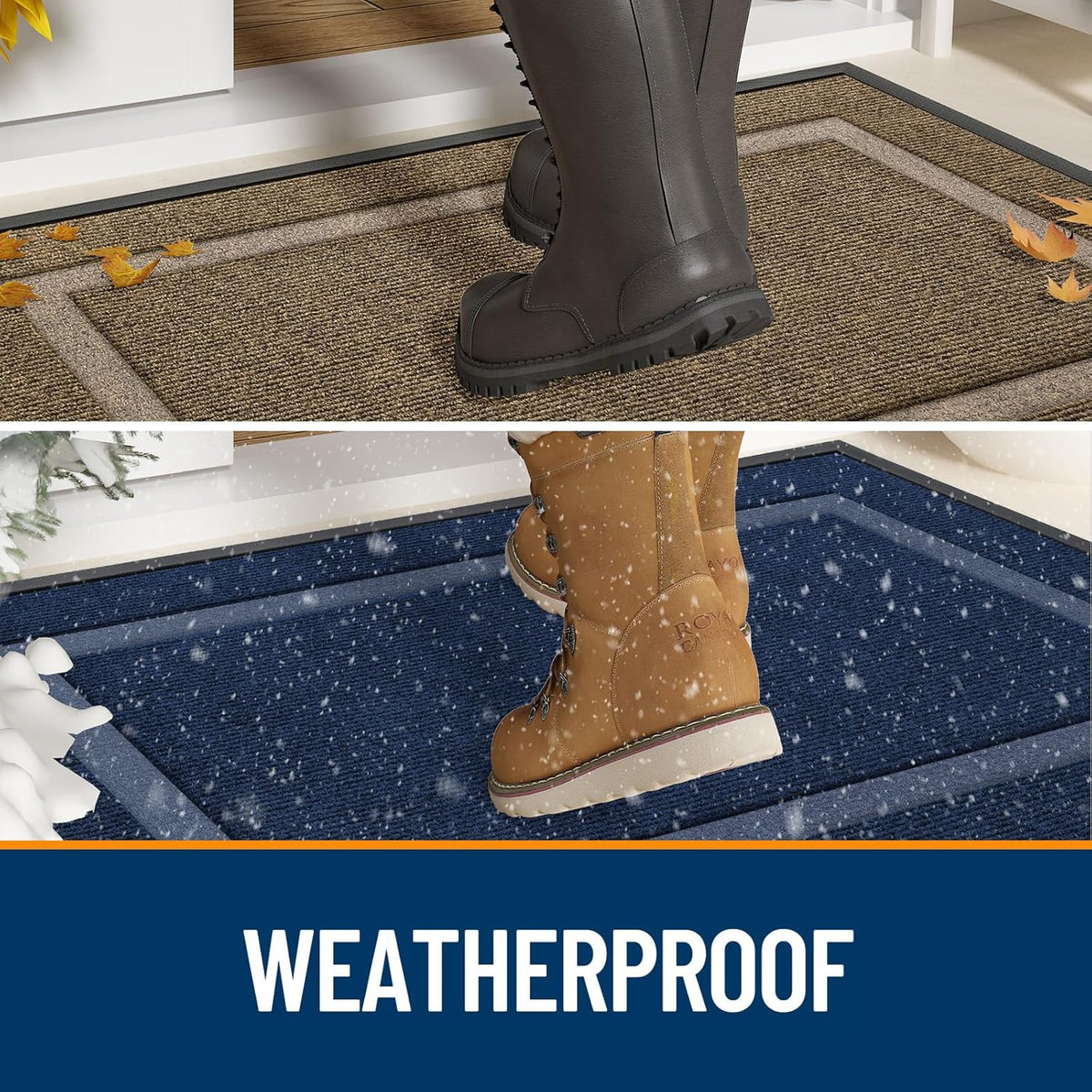 OLANLY Waterproof Front Door Mat - All-Season Indoor/Outdoor Doormat | Sturdy Natural Rubber, 59x35, Wine Red