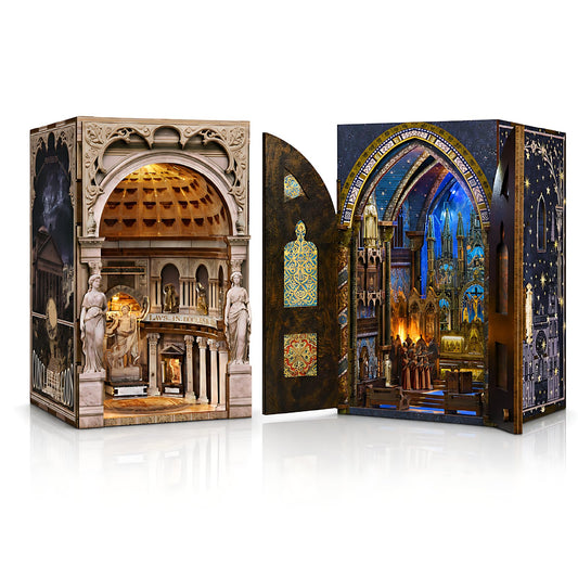 MiniCity 2 Pack Book Nook Kit - DIY Miniature House Kit for Adults, Teens, and Kids, 3D Wooden Puzzles with LED Light, Dollhouse Craft Kit for Family and Friends, Great Gift Idea