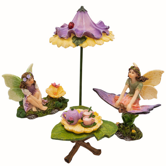 PRETMANNS Fairy Garden Accessories Kit - Adorable Fairies for Fairy Garden Outdoor, Miniature Fairy Figurines with Furniture Set, Fairy Garden Supplies for Indoor Outdoor Décor