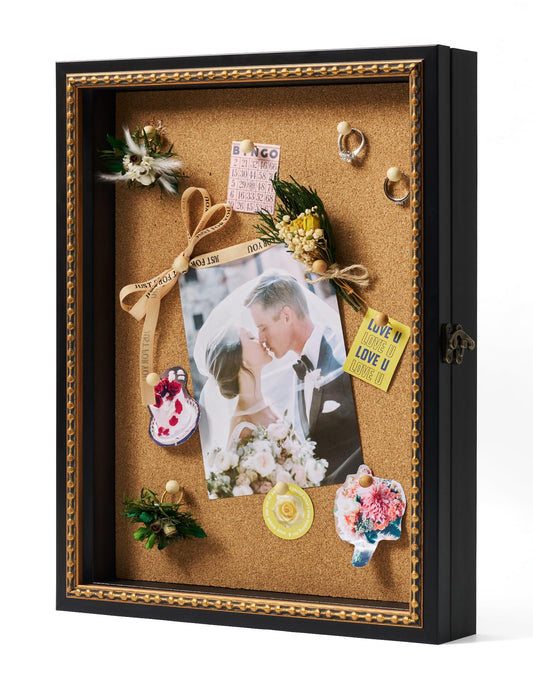 FOLKOR Vintage Shadow Box Frame 12x16 for Memorabilia 3D Keepsakes, Deep Memory Display Case Framed Wall Art for Home Office Decor, Unique Gift for Baby Shower Wedding Anniversary Graduation (Black)