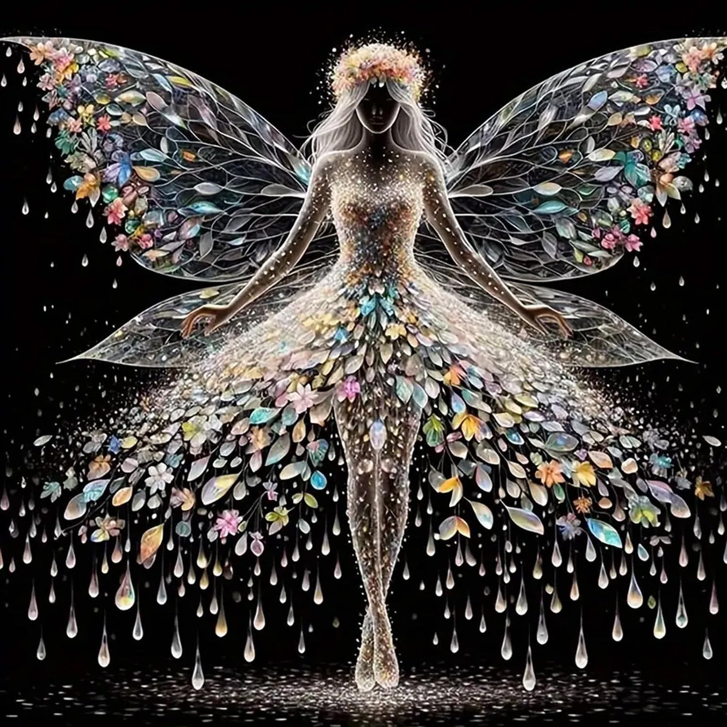 ZHUDENGXJL 5D Diamond Painting Kits for Adults,Colourful Angel Wings Fairy Diamond Art Kits for Adults,DIY Full Drill Diamond Dot Gem Art Kits for Adult Beginners,Wall Home Decor 12 X 12inch
