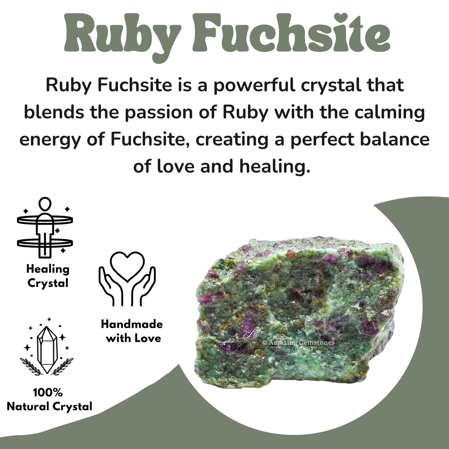 Amazing Gemstone 2 Pieces Ruby Fuchsite Raw Crystals and Healing Stones, Natural Rocks for Tumbling and DIY Raw Stones and Crystals