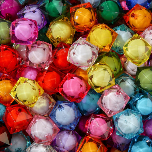 ANCADN 20mm Acrylic Beads 100pcs Cube Bead Chunky Bubblegum Beads for Jewelry Making Bracelet Necklace Craft Making Supplies (fkzzz)