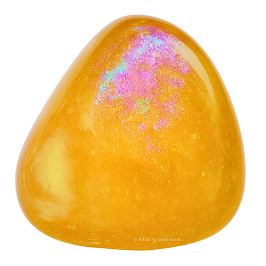 Amazing Gemstone Tangerine Aura Quartz Crystals and Healing Stones Tumbled - 1 Oz Tangerine Aura Quartz Stone, Natural Healing Stones for Energy Balance, Stress Relief - Polished