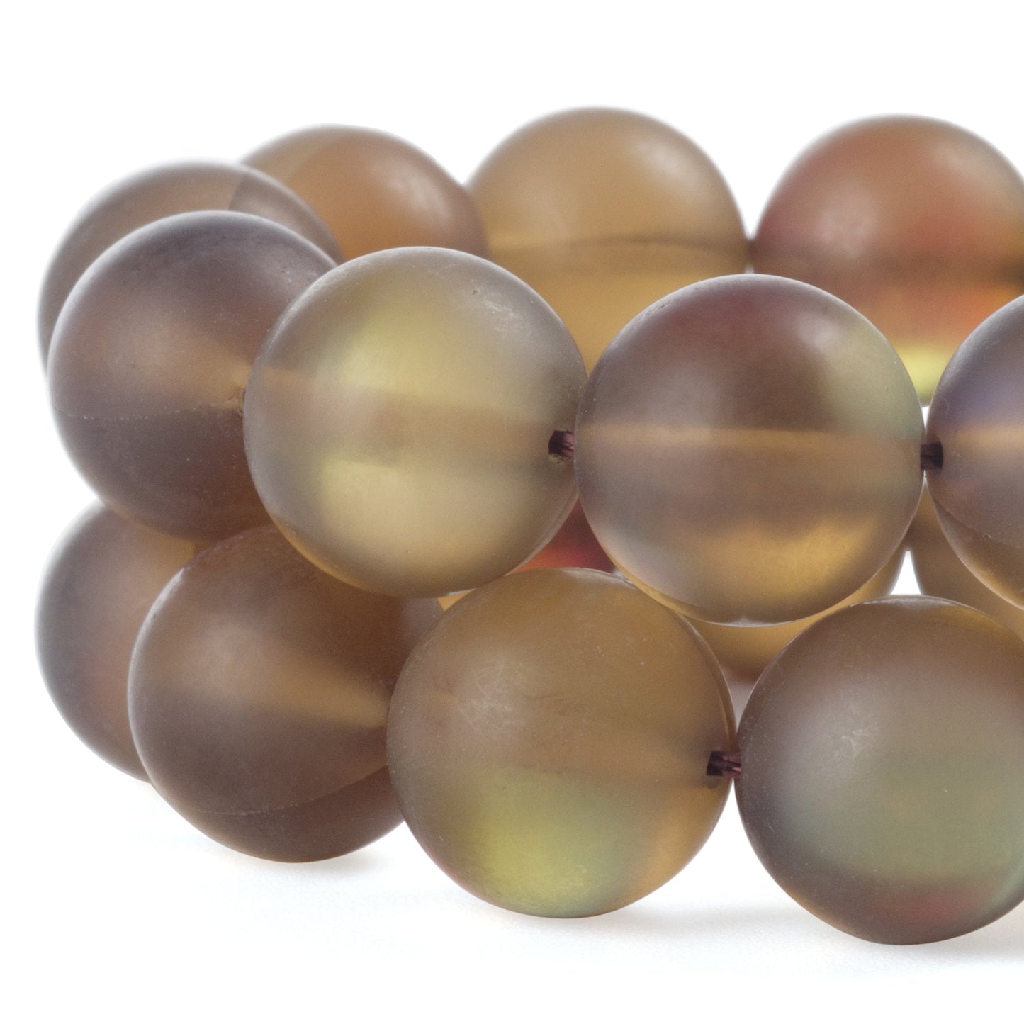 RUBYCA 10mm Round Moonstone Matte Crystal Glass Beads Aura for Jewelry Making Brown, 1 Strand