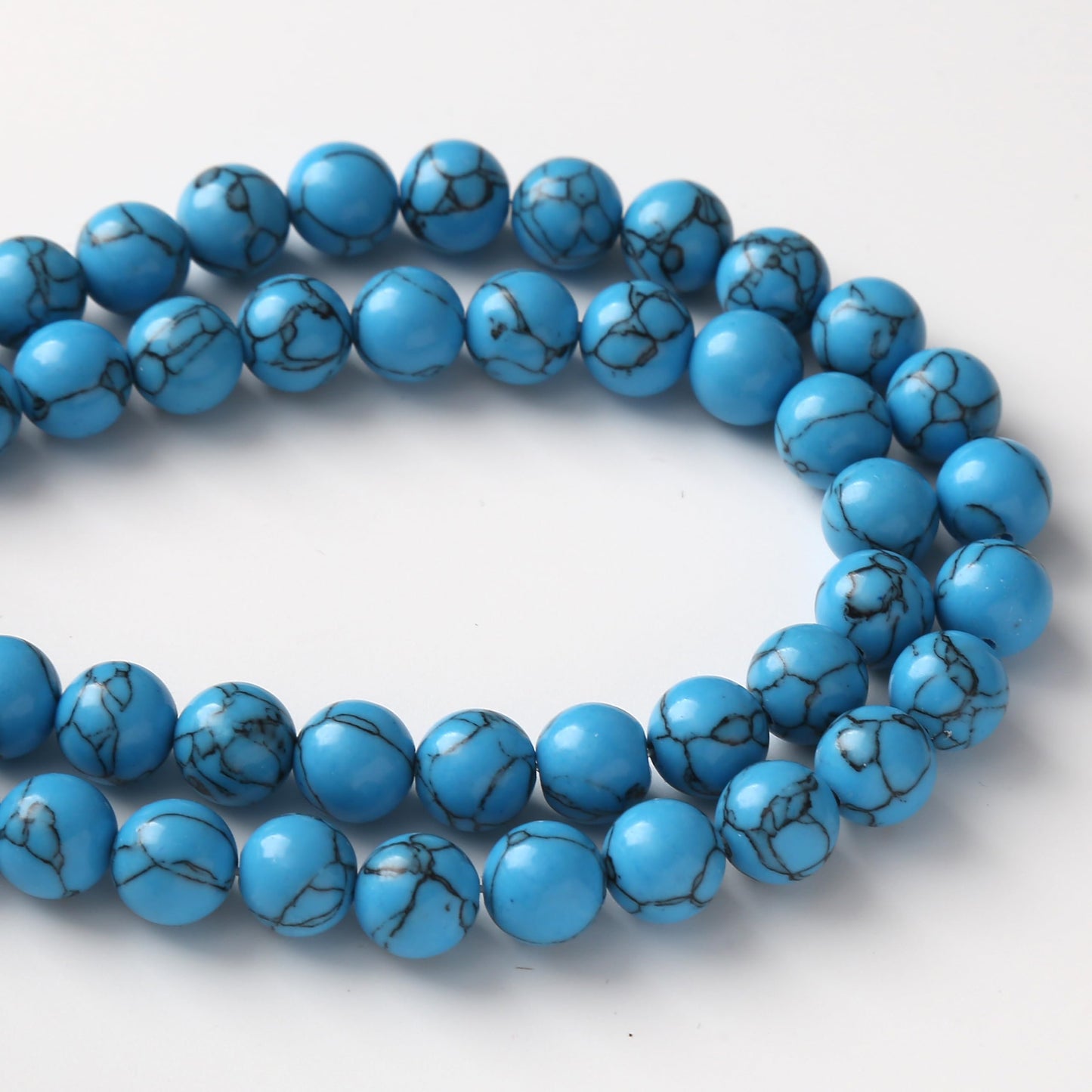 30PCS 12MM Blue Turquoises Round Loose Beads Natural Gemstone Beads for Jewelry Making DIY Bracelet Necklace 15"
