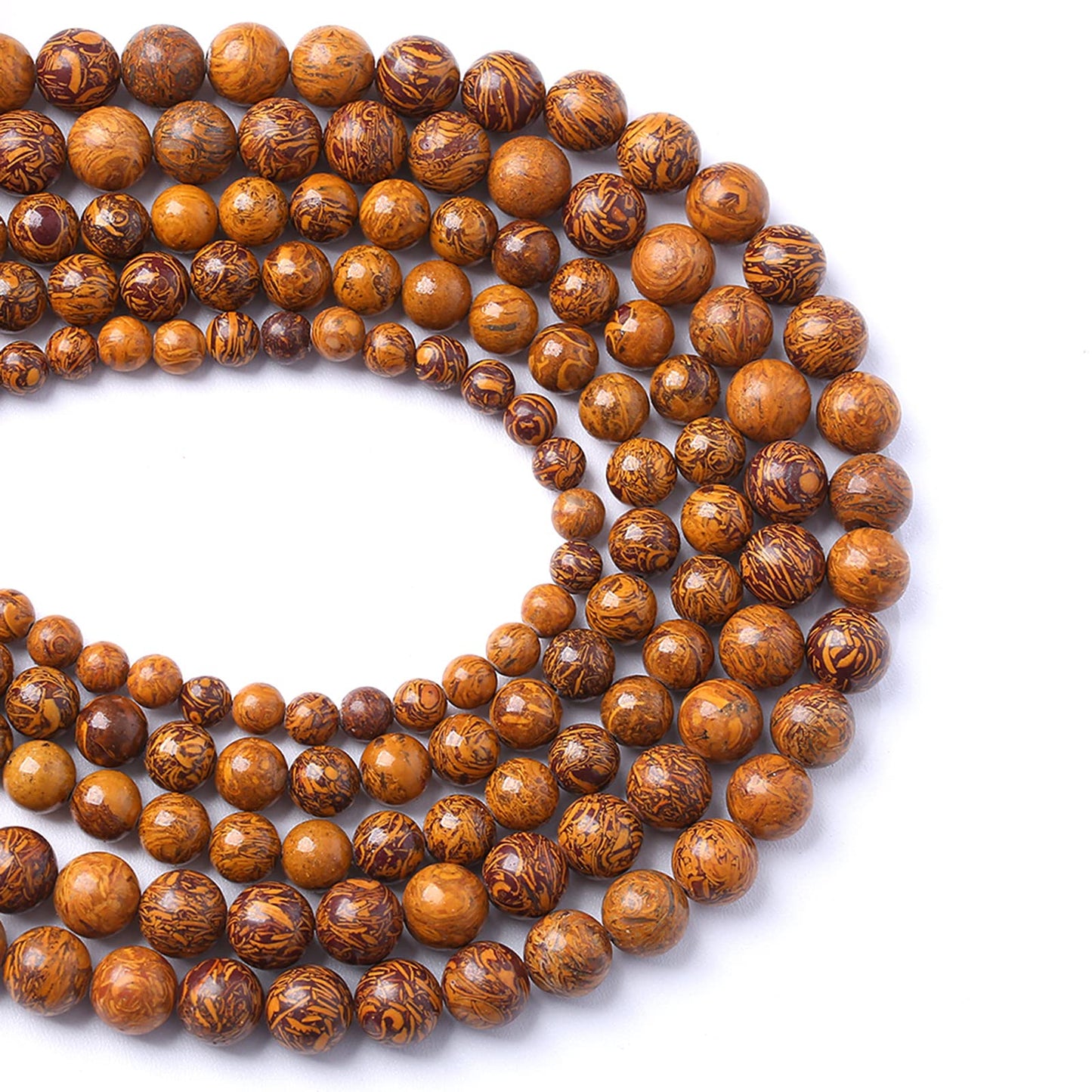 6MM 60PCS Natural Stone Yellow Sunflower Jasper Loose Beads for Jewelry Making DIY Bracelet