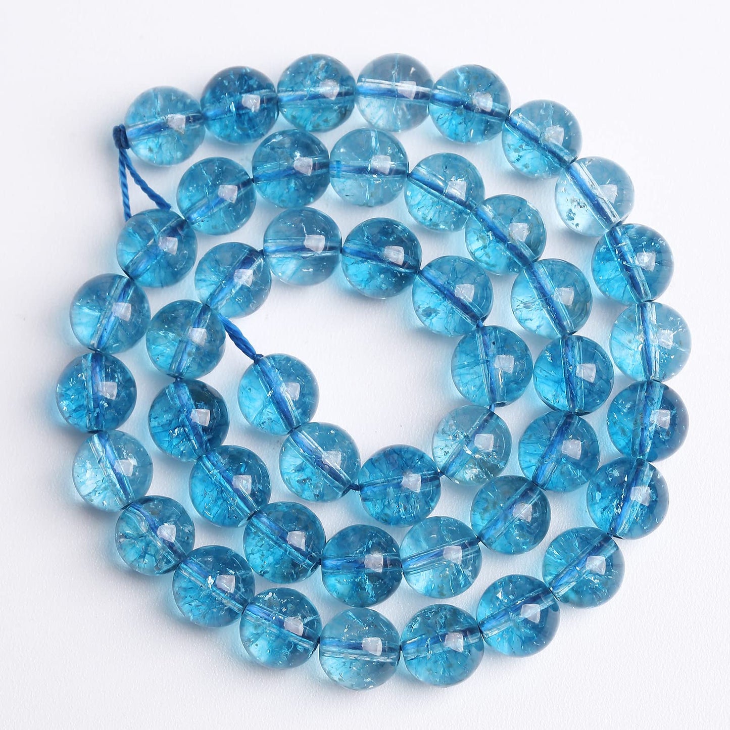 8mm 45PCS Blue Crystal Crackle Quartz Stone Spacer Round Loose Beads for Jewelry Making DIY Bracelet 15 inches Strand