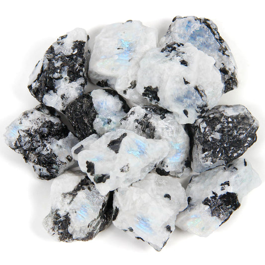 1.1lb Bulk Raw Rainbow Moonstone Rough Crystal-Natural Rainbow Moonstone Raw Stones Crystal for Tumbling, Cabbing, Fountain Rocks, Decoration,Polishing, Wire Wrapping, Wicca & Reiki Crystal Healing